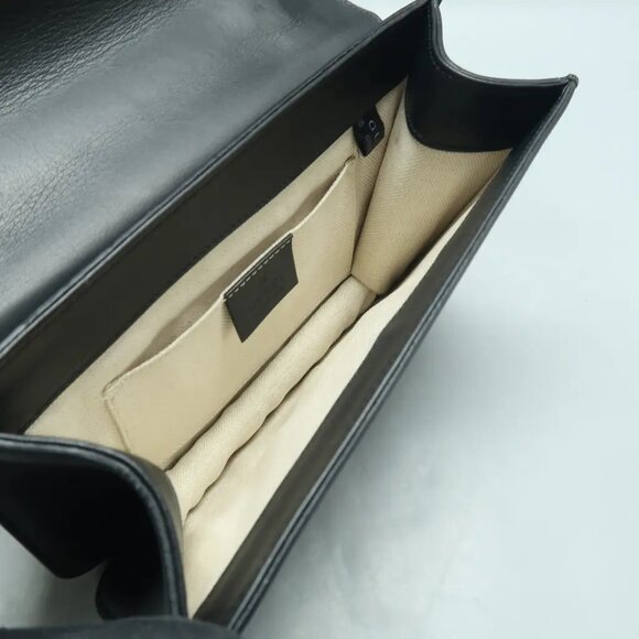 100% Authentic GUCCI Peony Black Pearly Leather Shoulder Bag 615-121424 - Picture 8 of 12